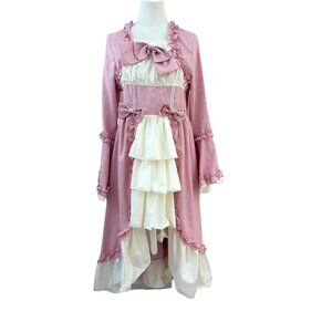 Womens Marie Antoinette Lolita Gown Dress Size M Pink Ruffles Victorian Cosplay